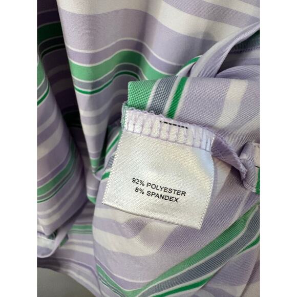Peter Millar Summer Comfort Purple Green Stripe Golf Cooling Polo Size XL - Picture 5 of 5